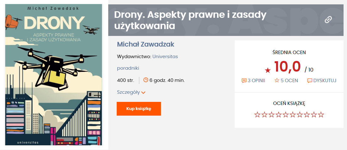 Książka "Drony. Aspekty prawne i zasady użytkowania" - Michał Zawadzak